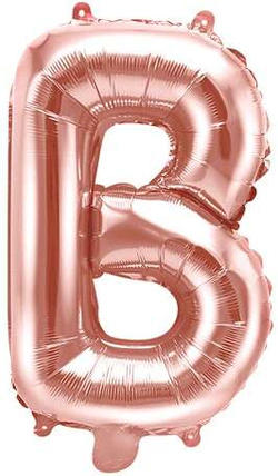 Balon foliowy Litera "B", 35cm, różowe złoto