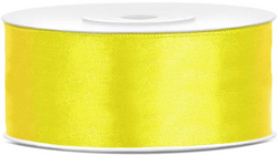 Tasiemka satynowa, żółta, 25mm/25m