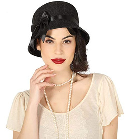 Kapelusz damski z kokardą, czarny, 1 szt.
