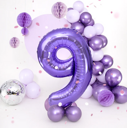 Balon foliowy cyfra 9 fioletowy 100cm