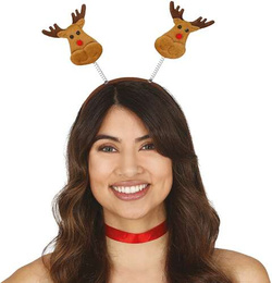 Opaska Świąteczna na Głowę RENIFER na Sprężynkach