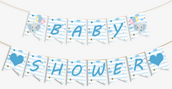 Zestaw do Dekoracji Baby Shower Niebieski Słonik