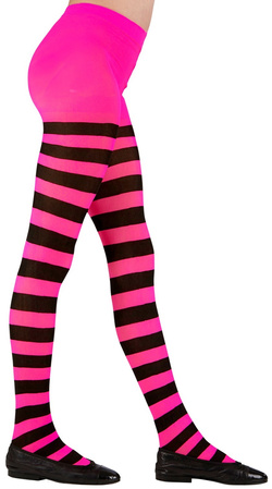 Rajstopy Dziecięce w Różowo Czarne Paski 4-6 lat