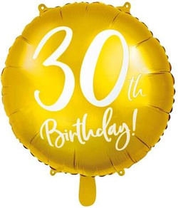 Balon foliowy 30th Birthday, złoty, 45 cm, 1 szt.