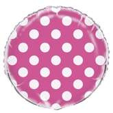 Balon foliowy 18” Fuksja w Kropki, 1 szt.