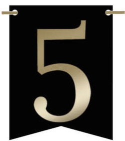 Flagietka, Cyfra 5, Czarna, 1 szt.