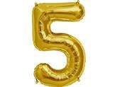 Balon foliowy 34" cyfra "5", złoty, 1 szt.