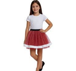 Spódniczka Tutu Czerwona z Brokatem Mikołajka