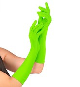Rękawiczki Neonowe Zielone Długie Retro 40cm