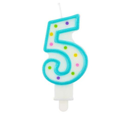 Świeczka cyferka "5" kropki 7,5 cm, 1 szt