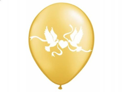 Balon z nadrukiem w "Gołąbki", złoty, 5szt.