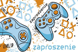 ZAPROSZENIA z Kopertami GRACZ Urodziny 10szt