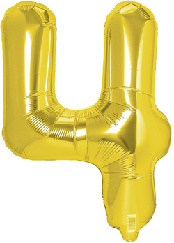 Balon foliowy cyfra CZTERY 4, złoty, 40 cm