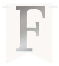 Flagietka, Litera F, Srebrna, 1 szt.