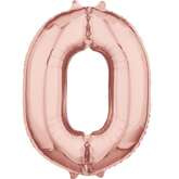 Balon foliowy 26" różowe złoto cyfra "0", 1 szt.