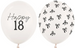 Balony Białe Czarne Kokardki Happy 18 URODZINY 5sz