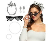Zestaw lata 50' apaszka, okulary party, naszyjnik