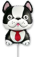 Balon foliowy 14 cali FX - Pies Bulldog, czarny