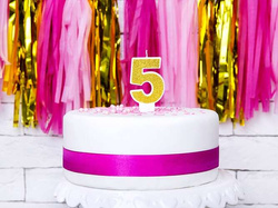 Świeczka cyferka 5 złota, 1 szt.