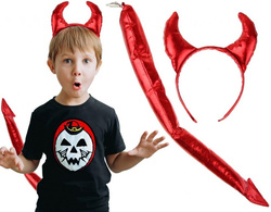 Zestaw Czerwony DIABEŁEK Diabeł Opaska Rogi Ogon