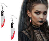 KOLCZYKI Krwawe Zakrwawione NOŻE Halloween 2szt.