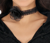 Naszyjnik Choker CZARNA RÓŻA Kwiat Halloween