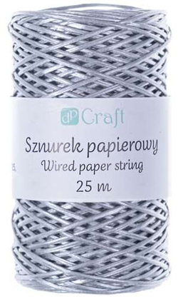 Sznurek Papierowy z Drucikiem Srebrny 25m