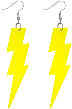 Kolczyki NEONOWE BŁYSKAWICE Pioruny ŻÓŁTE Disco