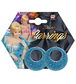 Kolczyki Brokatowe Niebieskie Holo DISCO Lata 80