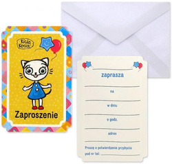 ZAPROSZENIA z Kopertami KICIA KOCIA Bajka 6 szt.