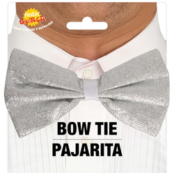 Muszka Mucha SREBRNA Brokatowa na Gumce Sylwester
