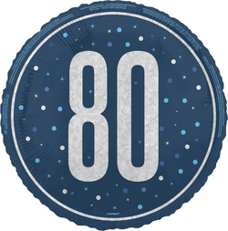 Balon Foliowy Niebieski Błyszczący 80 URODZINY 45c