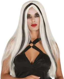 Peruka FLUORESCENCYJNA Świecąca Biała Długie Włosy