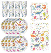 Zestaw Talerzyki Kubeczki Serwetki Obrus, DINOZAUR