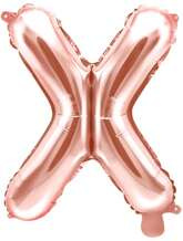 Balon foliowy Litera "X", 35cm, różowe złoto