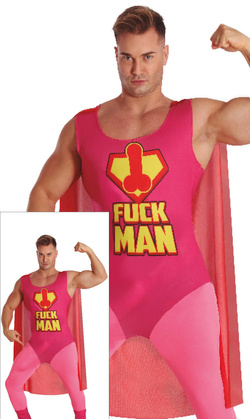Strój Kostium Zabawny Superbohater FUCKMAN HERO, M