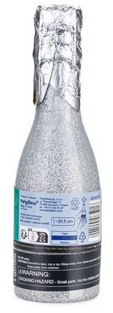 Tuba Armatka z konfetti SZAMPAN srebrne 20,5cm