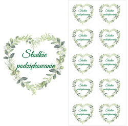 Naklejki Słodkie Podziękowanie SERCE 50mm 10szt