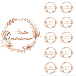 Naklejki Słodkie Podziękowanie BOHO 50mm 10szt.