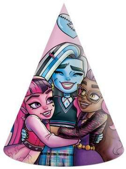 Czapeczki Papierowe MONSTER HIGH Urodziny 6szt.