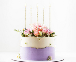 Świeczki na Tort Białe Złote Wysokie 16,5cm 6szt.