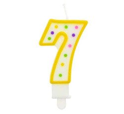 Świeczka cyferka "7" kropki 7,5 cm, 1 szt
