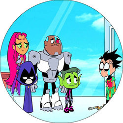 Opłatek tortowy 14 cm Młodzi Tytani 1 szt.