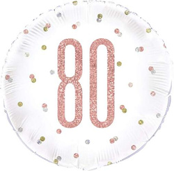 Balon foliowy 80 Urodziny Różowe Złoto, 45cm