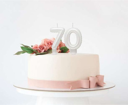 Świeczka Cyfra 7 SIEDEM Perłowa BIAŁA, 7cm