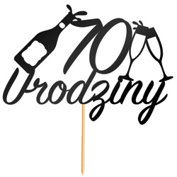 Topper na Tort 70 URODZINY Party CZARNY