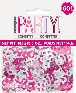 Konfetti Dekoracyjne 60 URODZINY Różowe 14g