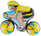 Balon Foliowy ROWERZYSTA Kolarz Żółty 90x55cm