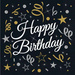Serwetki Happy Birthday Czarne, 33x33cm, 20szt.