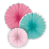 Rozety dekoracyjne, turkus, róż, 3 szt